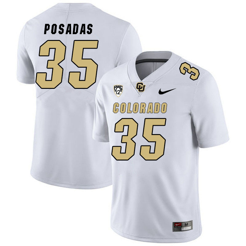 Men #35 Antonio Posadas Colorado Buffaloes College Football Jerseys Stitched Sale-White